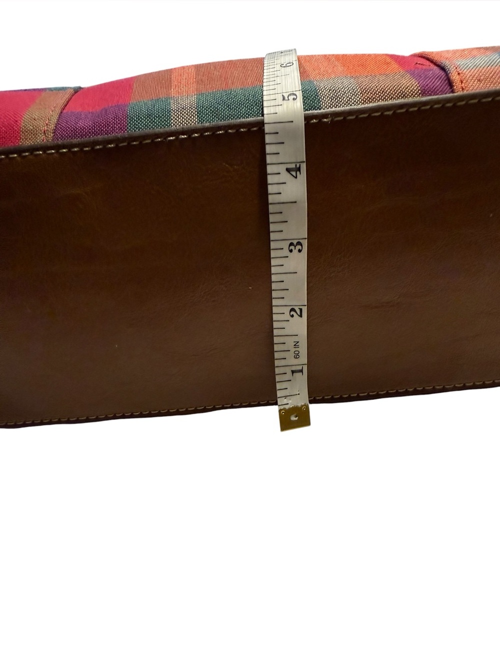 Madison Studio Plaid Multicolor Shoulder Bag with Faux Leather Trim - Picture 8 of 14